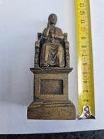 Antiek Bronzen Beeldje Heilige op Troon, Ophalen of Verzenden