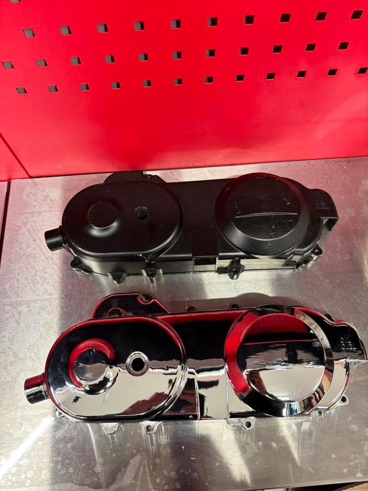 Carterkap / carterpan GY6 10 INCH zwart & chrome nieuw, Motoren, Tuning en Styling, Ophalen of Verzenden