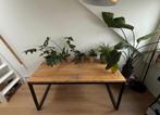 Work or daning wooden table / werk eten houten taffel, Ophalen, Metaal, 50 tot 100 cm, Zo goed als nieuw
