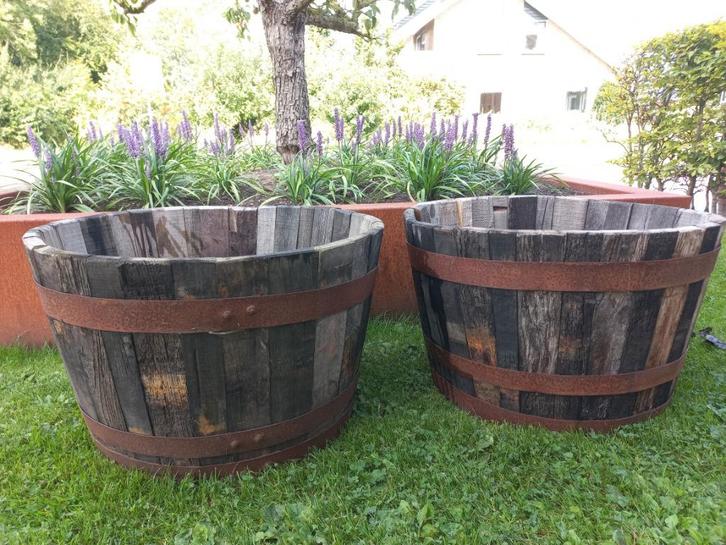 Houten Vaten Bloembak Inhoud 75 liter Aanbieding! Op=Op, Tuin en Terras, Bloembakken en Plantenbakken, Nieuw, Hout, Balkon, Tuin