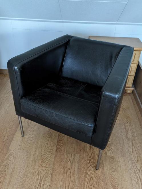 BAM! Zit als een Baas: Ikea Klappsta Stoel te Koop!, Huis en Inrichting, Fauteuils, Gebruikt, Leer, Metaal, 75 tot 100 cm, Minder dan 75 cm