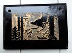 Glasrelief, wandplaquette, bos met korhoen verdiepte gedeelt, Ophalen of Verzenden