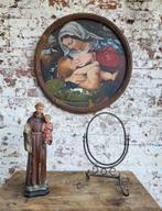 Brocante  franse rond schilderij / allegonda, Ophalen of Verzenden