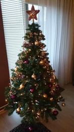 Kunstkerstboom met lampjes en gouden + paarse versiering, Huis en Inrichting, Woonaccessoires | Overige, Ophalen, Gebruikt