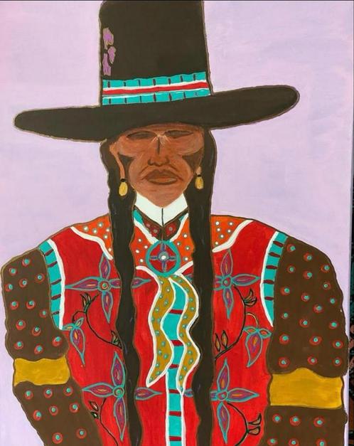 Native American Man Schilderij, Antiek en Kunst, Kunst | Schilderijen | Klassiek, Ophalen of Verzenden
