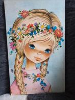 Vintage afbeelding bloemenmeisje, Ophalen of Verzenden