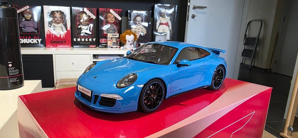 Porsche 911 (991) Carrera 4S blauw RHD 1:18 GT-SPIRIT, Hobby en Vrije tijd, Modelauto's | 1:18, Ophalen of Verzenden, Zo goed als nieuw