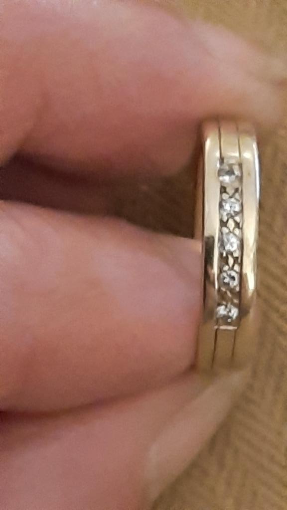 14 karaat gouden ring met 5 briljantjes, Sieraden, Tassen en Uiterlijk, Ringen, Zo goed als nieuw, Dame, Kleiner dan 17, Goud