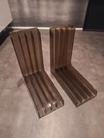 Vintage platenhouder, vinyl standaard, lp houder - Set van 2, Kunststof, Gebruikt, Twee, Bruin