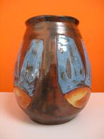 vintage handgemaakte bloempot / vaas Henk Potters gesigneerd, Blauw, Aardewerk of Porselein, Ophalen of Verzenden, Zo goed als nieuw