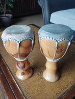2 olijfhouten kleine djembes., Muziek en Instrumenten, Percussie, Ophalen of Verzenden, Zo goed als nieuw, Trommel