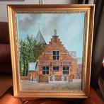 Raadhuis in Halsteren, Noord Brabant, olieverf op doek, Antiek en Kunst, Ophalen of Verzenden