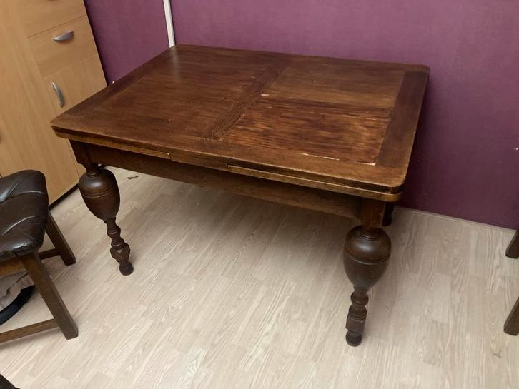 Uitschuifbare eiken eettafel evt met stoelen, Huis en Inrichting, Tafels | Eettafels, Gebruikt, 50 tot 100 cm, 100 tot 150 cm