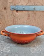 vintage emaille vergiet/zeef! oranje, Ophalen of Verzenden