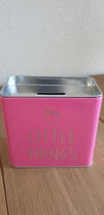 Spaarpot 'little things' roze metaal & meer gave spaarpotten, Ophalen of Verzenden, Zo goed als nieuw, Metaal of Blik, Object of Gebouw