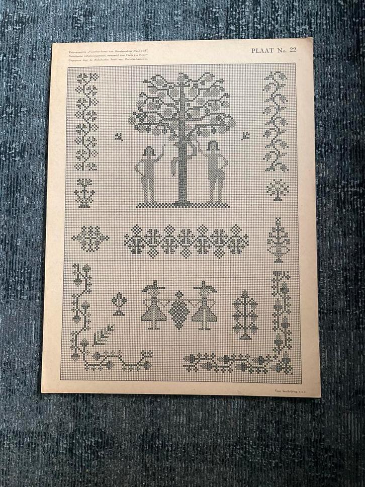 Borduurpatroon Volkskunst - Plaat 22, Antiek en Kunst, Antiek | Kleden en Textiel, Ophalen of Verzenden