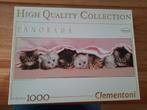 Clementoni panorama puzzel 1000 stukjes Kittens onder deken, Ophalen of Verzenden, Zo goed als nieuw