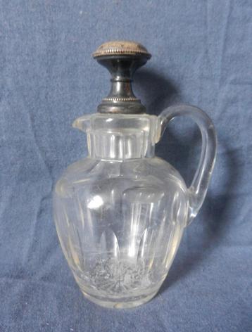 Geslepen kristal kan / karafje zilveren dop Hollands ca 1890 beschikbaar voor biedingen