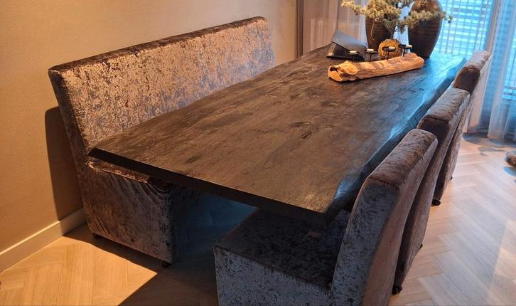 Urban Sofa Eetkamerstoelen en Bank antraciet croco stof, Huis en Inrichting, Stoelen, Zo goed als nieuw, Vier, Stof, Overige kleuren