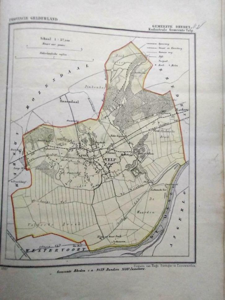 157 / Rheden / Velp / Litho 1867  Kuyper GLD, Antiek en Kunst, Kunst | Litho's en Zeefdrukken, Ophalen of Verzenden