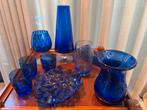 Vintage - divers kobalt blauw glaswerk, Antiek en Kunst, Antiek | Glas en Kristal, Ophalen