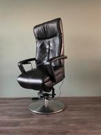Luxe zwarte leren prominent sta op stoel / relax fauteuil, Huis en Inrichting, Fauteuils, Ophalen, Minder dan 75 cm, Zo goed als nieuw