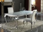 Luxe EETTAFEL moderne barok tafel RVS WIT GLAS, Huis en Inrichting, Woonaccessoires | Overige, Nieuw, Ophalen