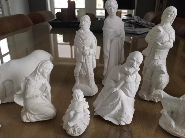 Zelf inkleuren: complete kerstgroep van gips, Hobby en Vrije tijd, Knutselen, Zo goed als nieuw, Knutselwerk, Ophalen of Verzenden