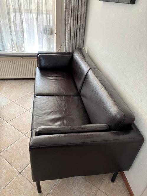 Mooi zwarte bank leer, Huis en Inrichting, Banken | Bankstellen, 75 tot 100 cm, Leer, Ophalen of Verzenden