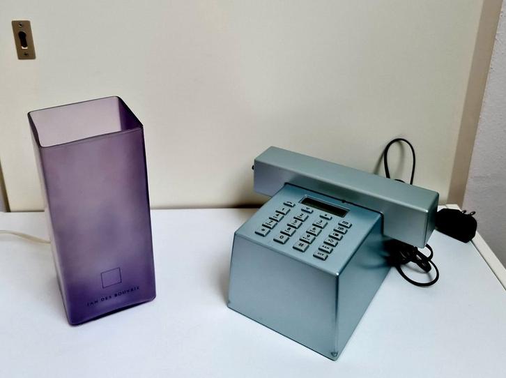 Ice Cube lamp tafellamp lila glas Jan des Bouvrie zeldzaam, Huis en Inrichting, Lampen | Tafellampen, Gebruikt, Minder dan 50 cm