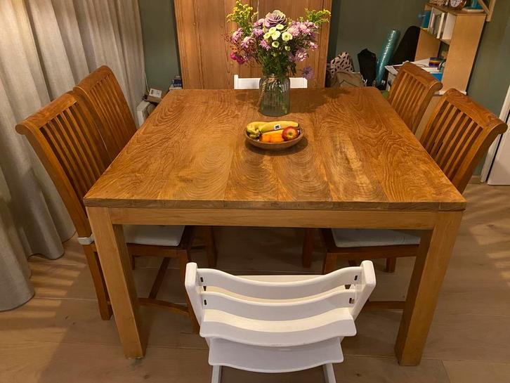 Eiken eettafel, Huis en Inrichting, Tafels | Eettafels, Gebruikt, 100 tot 150 cm, 100 tot 150 cm, Vijf personen of meer, Vierkant