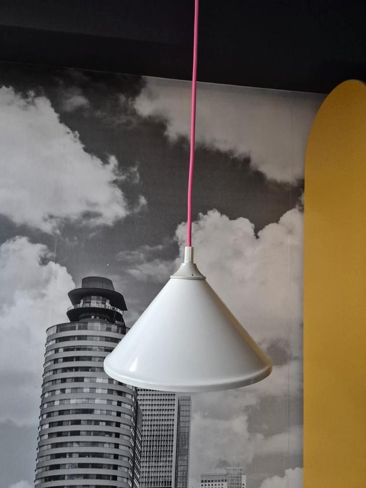 Witte hanglamp, Huis en Inrichting, Lampen | Hanglampen, Zo goed als nieuw, Minder dan 50 cm, Ophalen of Verzenden