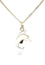 Gouden Bicolor Dolfijn Hanger 18 Krt, Ophalen of Verzenden, Zo goed als nieuw, Goud, Goud