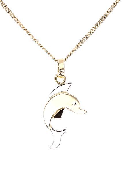 Gouden Bicolor Dolfijn Hanger 18 Krt, Sieraden, Tassen en Uiterlijk, Kettinghangers, Zo goed als nieuw, Goud, Goud, Dier, Ophalen of Verzenden