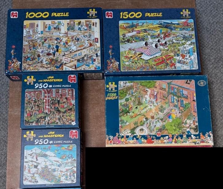 Partij 5 Jan van Haasteren puzzels - 500 950 1000 1500 st, Hobby en Vrije tijd, Denksport en Puzzels, Zo goed als nieuw, 500 t/m 1500 stukjes