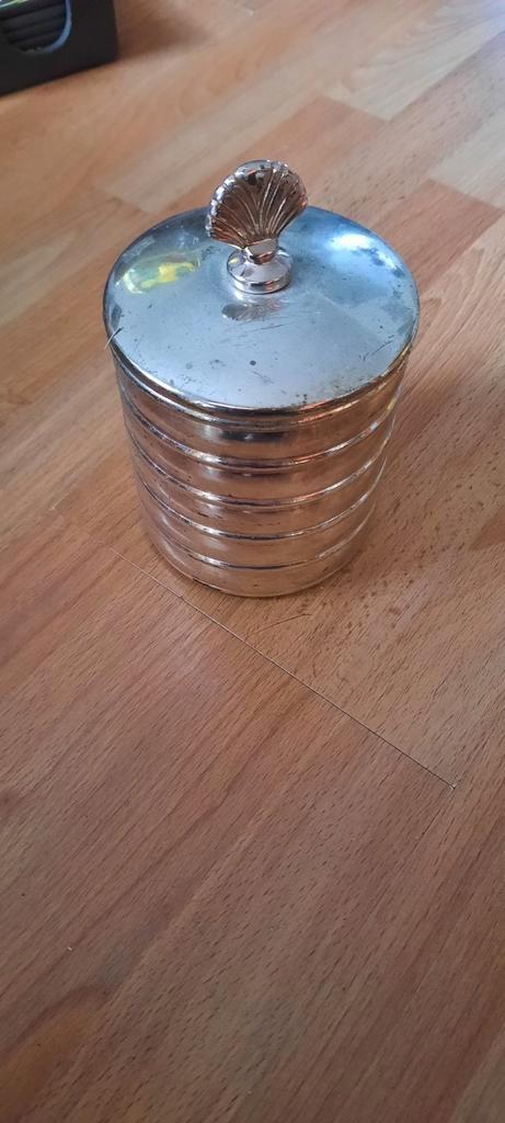 Rvs sieradendoosje met schelp, Antiek en Kunst, Antiek | Goud en Zilver, Ophalen of Verzenden