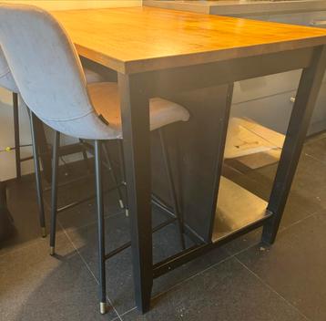 Kookeiland Tafel - Zwart Hout & Metaal beschikbaar voor biedingen