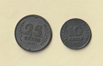 10 & 25 cent 1943--1941 zink  beschikbaar voor biedingen