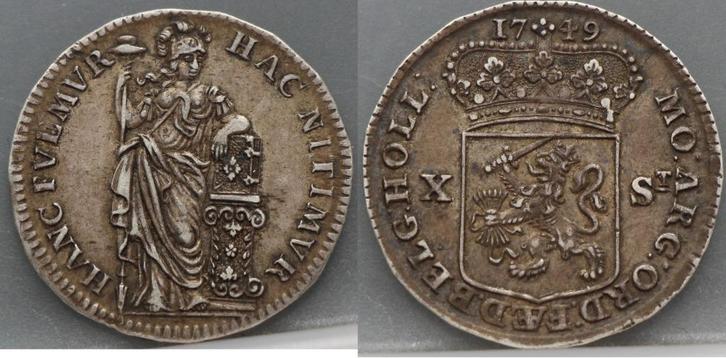 Mooie X stuiver 1749 Holland - 10 stuiver 1749 Holland, Postzegels en Munten, Munten | Nederland, Losse munt, ½ gulden, Vóór koninkrijk