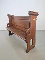 Antiek eiken kerkbankje Halbankje & kussen kerkbank 1900 eik, Antiek en Kunst, Antiek | Meubels | Stoelen en Banken, Ophalen