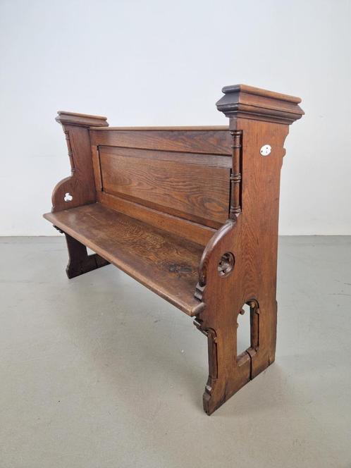 Antiek eiken kerkbankje Halbankje & kussen kerkbank 1900 eik, Antiek en Kunst, Antiek | Meubels | Stoelen en Banken, Ophalen