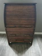 Antiek eiken rolluik bureau met twee lades., Ophalen