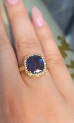 Prachtige 3.3 ct Saffier met diamant gouden 18k 750 ring, Nieuw, Ophalen of Verzenden, 17 tot 18, Dame of Heer