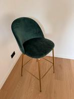 Groene Velvet Barstoel / Make-up Stoel, Met voetsteun, 60 tot 90 cm, Ophalen of Verzenden, Zo goed als nieuw