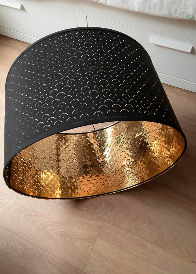 Nymo IKEA lampenkap zwart/messing 59cm, Ophalen, 25 tot 50 cm, Zwart, Rond