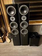 2 Magnat vector 77 boxen en Harman Kardon subwoofer, Magnat, Ophalen of Verzenden, Zo goed als nieuw, 120 watt of meer