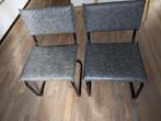 Eetkamer stoelen, antraciet PU leer, 2 stuks, zithoogte 47cm, Ophalen, Twee, Overige kleuren, Zo goed als nieuw