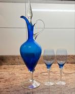 Kobalt blauwe karaf met 2 glazen, Antiek en Kunst, Antiek | Glas en Kristal, Ophalen