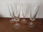 4 champagne flutes Champerose, met geslepen ribben, Antiek en Kunst, Antiek | Glas en Kristal, Ophalen of Verzenden