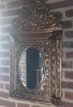 Antiek borstelkastje met spiegel en koperbeslag, Ophalen of Verzenden, Rechthoekig, Minder dan 50 cm, Minder dan 100 cm